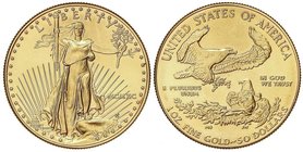 WORLD COINS: UNITED STATES
50 Dólares. 1990. 33,96 grs. AU. Fecha en números romanos. Saint-Gaudens. Fr-B1; KM-219. SC.
