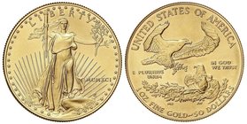 WORLD COINS: UNITED STATES
50 Dólares. 1991. 33,99 grs. AU. Fecha en números romanos. Saint-Gaudens. Fr-B1; KM-219. SC.