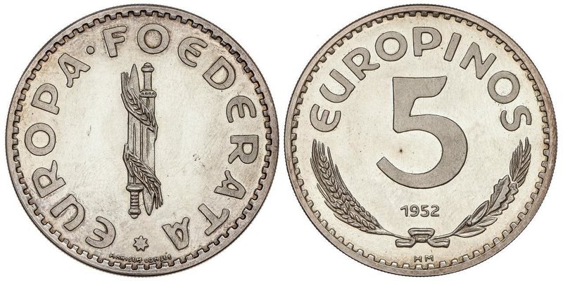 WORLD COINS: EUROPE
5 Europinos. 1952-HM. EUROPA FOEDERATA. AR. Tirada: 300 pie...