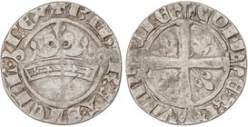 WORLD COINS: FRANCE
Sol Coronat. ROBERT D´ANJOU (1309-1343). PROVENZA. Anv.: Corona. ¶R Ih R:ETSICIL:REX. Rev.: Cruz flordelisada con lises en los cu...