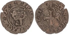 WORLD COINS: FRANCE
Double Tournois du Dauphine. FRANCISCO I (1515-1547). Anv.: FRACISCVS.FRACOR.REX.R. Dos flores de lis y delfín dentro de orla tré...