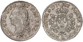 WORLD COINS: FRANCE
Ecu. 1774-L. LUIS XV. BAYONA. 28,86 grs. AR. (Rayitas de ajuste en reverso). Pátina, leves restos de brillo original. KM-551.9. M...