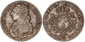 WORLD COINS: FRANCE
Ecu. 1785-Q. LUIS XVI. PERPIGNAN. 29,20 grs. AR. (Oxidaciones limpiadas y rayas). KM-564.13. MBC/MBC-.