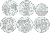 WORLD COINS: FRANCE
Lote 6 monedas 1/4, 1-1/2 (5) Francos. 2003. AR. Temática Ciclismo. Tour de Francia. KM-1321, 1322, 1323, 1324, 1325, 1995. PROOF...