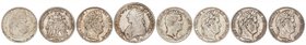 WORLD COINS: FRANCE
Lote 8 monedas Ecú y 5 Francos (7). 1790 a 1848. LUIS XVI, LUI FELIPE I (6) y II REPÚBLICA. AR. Ecú 1790-K. 7x 5 Francos: 1831-A,...