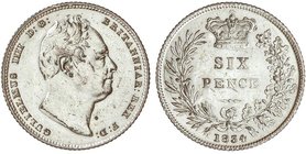 WORLD COINS: GREAT BRITAIN
6 Peniques. 1734. GUILLERMO IV. 2,82 grs. AR. Plateada (Leves golpecitos). KM-712. EBC.