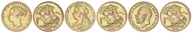 WORLD COINS: GREAT BRITAIN
Lote 3 reproducciones 1/2 Soberano. 1905. VICTORIA (2) y JORGE V. 11,96 grs. en total. AU/750. Todas de la misma fecha con...
