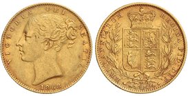 WORLD COINS: GREAT BRITAIN
Soberano. 1868. VICTORIA. Rev.: 31 bajo el escudo. 7,94 grs. AU. Fr-387i; KM-736.2. MBC.