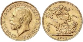 WORLD COINS: GREAT BRITAIN
Soberano. 1925. JORGE V. 7,95 grs. AU. (Levísimos golpecitos). KM-820. SC-.