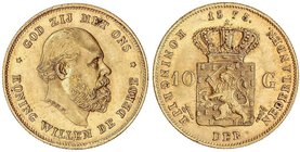 WORLD COINS: NETHERLANDS
10 Gulden. 1875. GUILLERMO III. 6,71 grs. AU. Restos de brillo original. Fr-342; KM-105. EBC.