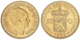 WORLD COINS: NETHERLANDS
10 Gulden. 1933. GUILLERMINA I. 6,70 grs. AU. De-351; KM-162. EBC.