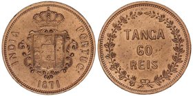 WORLD COINS: PORTUGUESE INDIA
Tanga (60 Reis). 1871. LUIS I. 38,38 grs. AE. (Leves golpecitos). KM-306. EBC.