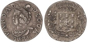 WORLD COINS: PORTUGUESE INDIA
Pardao. 1839. MARIA II. GOA. 5,37 grs. AR. (Leve grieta en canto). Pátina oscura. KM-268. EBC-.