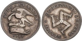 WORLD COINS: ISLE OF MAN
1/2 Penique. 1733. 6,25 grs. AR. Pequeña contramarca D.B. . Pátina. KM-4b. MBC-.