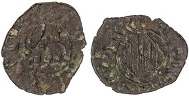 WORLD COINS: ITALIAN STATES
Dinero. FEDERICO IV (1355-1377). CATANIA. 0,76 grs. AE. RARA. Spahr-225. BC+.