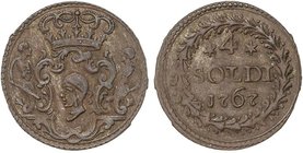 WORLD COINS: ITALIAN STATES
4 Soldi. 1767. CÓRCEGA. 2,22 grs. Ve. Pátina. ESCASA. C-7; CNI-26. MBC+.