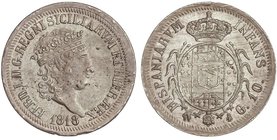 WORLD COINS: ITALIAN STATES
10 Grana. 1818. FERNANDO I. NÁPOLES. 2,29 grs. AR. (Levísimas rayitas de acuñación). MIR-465. EBC+.