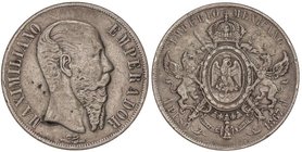 WORLD COINS: MEXICO
1 Peso. 1867. MAXIMILIANO. 26,98 grs. AR. (Leves golpecitos). KM-388.1. MBC/MBC+.