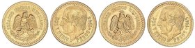 WORLD COINS: MEXICO
 Lote 2 monedas 2 1/2 Pesos . 1945 . AU. Miguel Hidalgo. Reacuñación (Restrike). KM-463. SC .