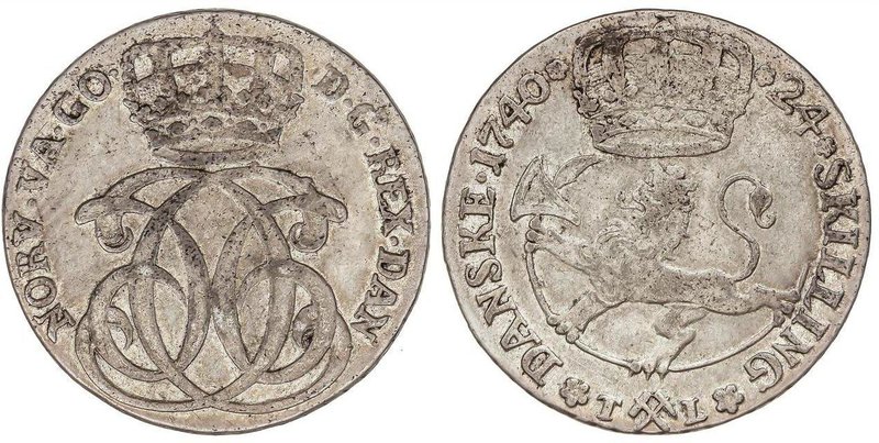 WORLD COINS: NEW ZEALAND
24 Skilling. 1740-TL. CHRISTIAN VI. 9,15 grs. AR. (Acu...