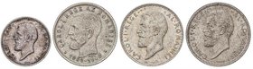 WORLD COINS: ROMANIA
Lote 4 monedas 50 Bani y 1 Leu (3). 1906, 1910 y 1912 (2). CARLOS I. AR. 50 Bani 1912 pátina (KM-41) y 1 Leu 1906 KM-34 40 anive...