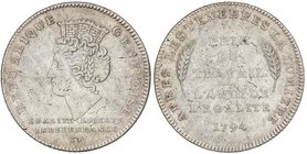 WORLD COINS: SWITZERLAND
Genevoise (10 Décimas). 1794-TB. REPÚBLICA DE GINEBRA. Rev.: L´AN III DE L´EGALITE... Acuñación Revolucionaria. 30,40 grs. A...