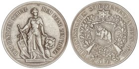 WORLD COINS: SWITZERLAND
5 Francos. 1885. FESTIVAL DE TIRO: BERNA. 23,49 grs. AR. KM-X-S17. MBC+.