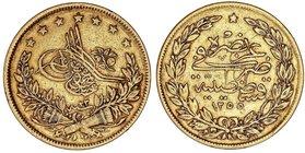 WORLD COINS: TURKEY
100 Kurush. 1255/22 d.H. ABDUL MEJID (1839-1861 d.C.). 7,13 grs. AU. Fr-120; KM-679. MBC.