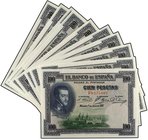 SPANISH BANK NOTES: BANCO DE ESPAÑA
Lote 10 billetes 100 Pesetas. 1 Julio 1925. Felipe II. Serie F. Todos correlativos. Ed-350. SC.