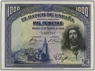 SPANISH BANK NOTES: BANCO DE ESPAÑA
1.000 Pesetas. 15 Agosto 1928. San Fernando. Ed-357. SC.