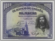SPANISH BANK NOTES: CIVIL WAR, REPUBLICAN ZONE
1.000 Pesetas. 15 Agosto 1928. San Fernando. Ed-357. SC.