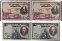 SPANISH BANK NOTES
Lote 21 billetes 1, 2, 5 (2), 25 (3), 50 (7), 100 (5) y 500 Pesetas. 1925 a 1928. A EXMINAR. Ed-339, 340, 344 (2), 353 (3), 354 (4...