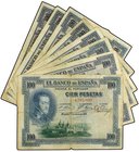 SPANISH BANK NOTES: ESTADO ESPAÑOL
Lote 8 billetes 100 Pesetas. 1 Julio 1925. Felipe II . Todos sello en seco: ESTADO ESPAÑOL BURGOS. A EXAMINAR. Ed-...