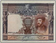 SPANISH BANK NOTES: ESTADO ESPAÑOL
1.000 Pesetas. 1 Julio 1925. Carlos I. Sello en seco ESTADO ESPAÑOL BURGOS. Ed-416. EBC-.