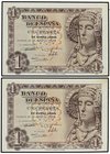 SPANISH BANK NOTES: ESTADO ESPAÑOL
Lote 14 billetes 1 Peseta. 1948, 1951 y 1953. A EXAMINAR. Ed-457 (2), 461a (7), 465, 465a (4). SC- a SC.