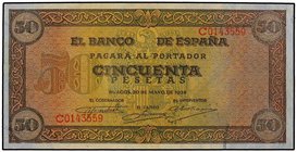 SPANISH BANK NOTES
50 Pesetas. 20 Mayo 1938. Castillo de Olite. Serie C. Ed- 431a. EBC-.