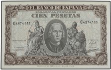 SPANISH BANK NOTES: ESTADO ESPAÑOL
100 Pesetas. 9 Enero 1940. Colón. Serie C. (Leves arruguitas). Ed-438a. SC-.