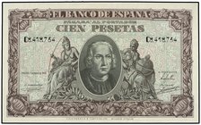 SPANISH BANK NOTES: ESTADO ESPAÑOL
100 Pesetas. 9 Enero 1940. Colón. Serie C. (Leves arruguitas). Ed-438a. SC-.