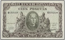 SPANISH BANK NOTES: ESTADO ESPAÑOL
100 Pesetas. 9 Enero 1940. Colón. Serie G. Ed-438a. SC.