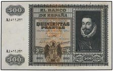 SPANISH BANK NOTES: ESTADO ESPAÑOL
500 Pesetas. 9 Enero 1940. Juan de Austria. (Levísimas manchitas en anverso). Ed-439. EBC-.