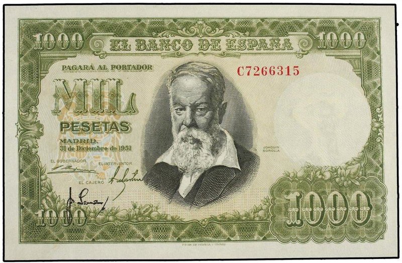 SPANISH BANK NOTES
1.000 Pesetas. 31 Diciembre 1951. Sorolla. Serie C. (Leve pu...