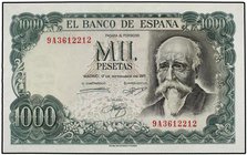 SPANISH BANK NOTES: ESTADO ESPAÑOL
Lote 2 billetes 1.000 Pesetas. 17 Septiembre 1971. Echegaray. Series sustitutivas 9A y 9B. Ed-474d. EBC- a EBC+.