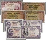 SPANISH BANK NOTES: ESTADO ESPAÑOL
Lote 8 billetes 25(4) y 50 Pesetas (4). 1938, 1946, 1951, 1954. A EXAMINAR. Ed-431a(3), 450a(2), 467a (2), 462a. M...