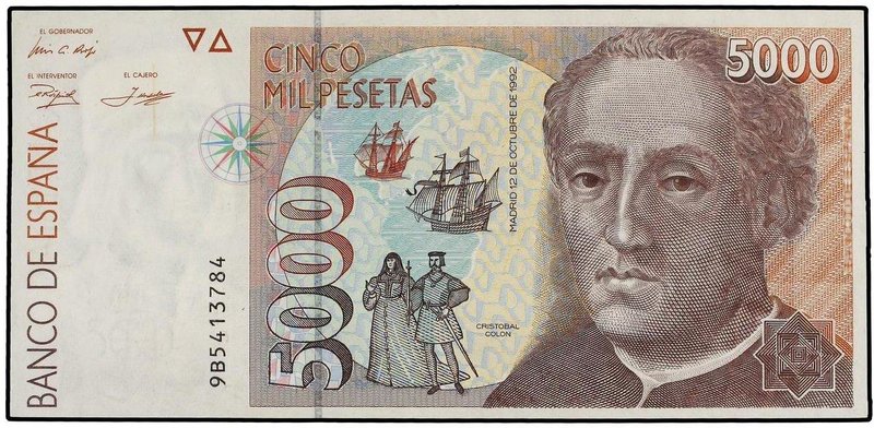 SPANISH BANK NOTES: JUAN CARLOS I
5.000 Pesetas. 24 Octubre 1992. Colón. Serie ...