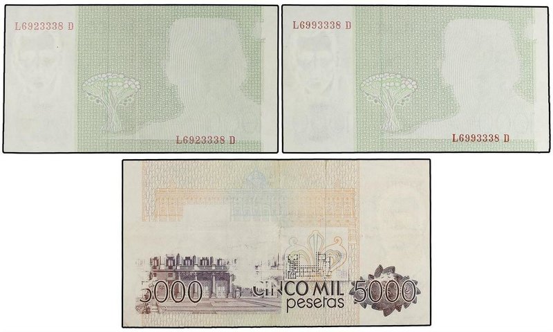 SPANISH BANK NOTES: JUAN CARLOS I
Lote 3 billetes 1.000 (2), 5.000 Pesetas. 23 ...