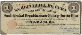 SPANISH BANK NOTES: SPANISH OVERSEAS ISSUES AND ANDORRA
Lote 11 billetes 5 Centavos a 10 Pesos. 1869 a 1897. JUNTA CENTRAL REPUBLICANA DE CUBA Y PUER...