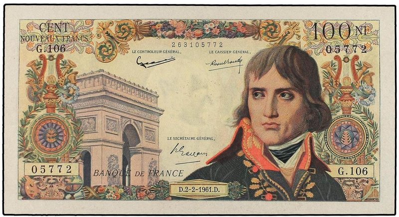 WORLD BANK NOTES
100 Francos. 1961. FRANCIA. Napoleón. (2 puntos de aguja). ESC...