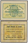 PAPER MONEY OF THE CIVIL WAR: CATALUNYA
Lote 2 billetes 25 y 50 Cèntims. 20 Abril 1937. C.M. de CONSTANTÍ. AT-867, 868a. MBC a SC.