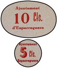 PAPER MONEY OF THE CIVIL WAR: CATALUNYA
Lote 2 billetes 5 y 10 Cèntims. Aj. de ESPARRAGUERA. Cartón. AT-943, 944. SC.