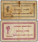 PAPER MONEY OF THE CIVIL WAR: CATALUNYA
Lote 2 billetes 25 Cèntims y 1 Pesseta. Juliol 1937. C.M. de GINESTAR D´EBRE. (Pequeñas roturas y manchitas)....
